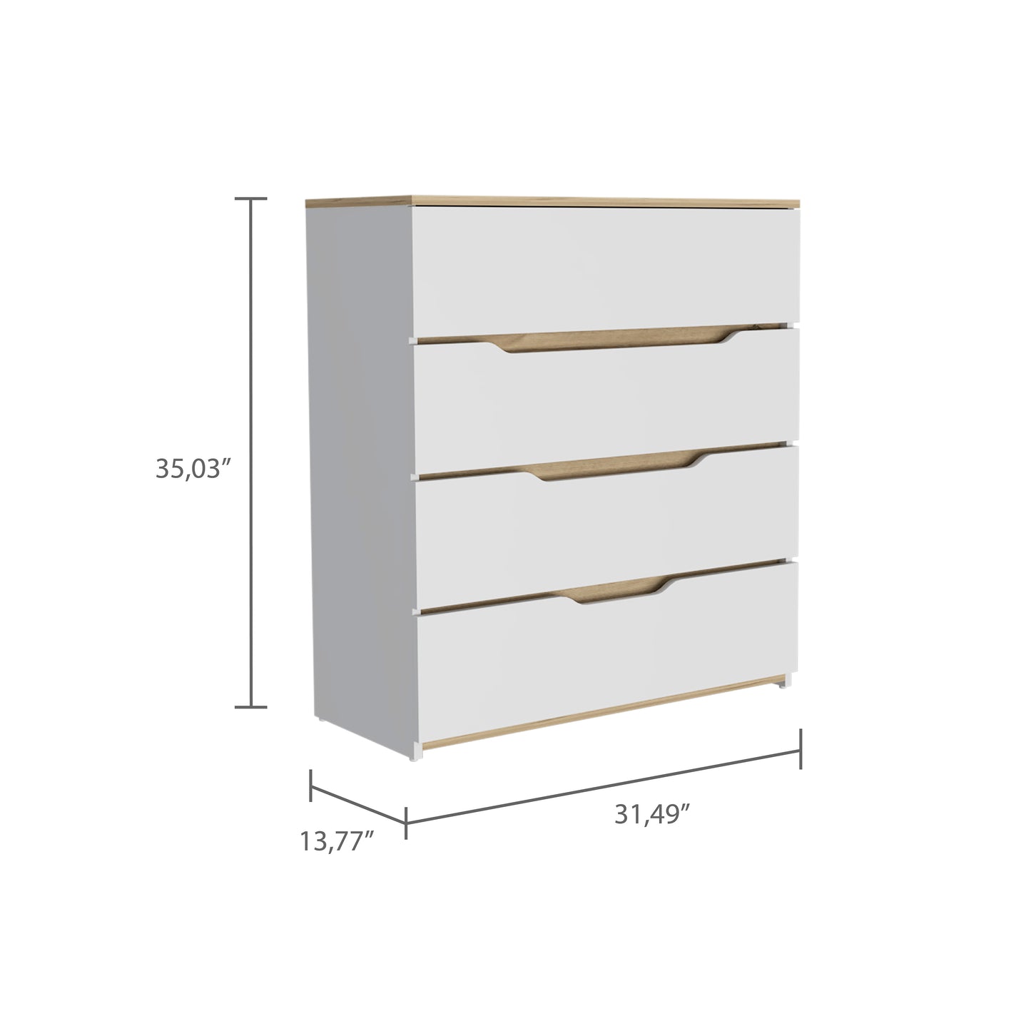 Lynbrook 4-Drawer Dresser - White and Light Oak
