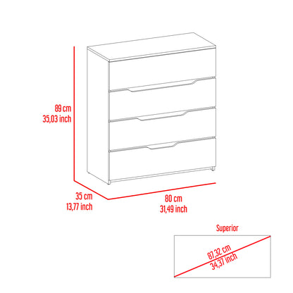 Lynbrook 4-Drawer Dresser - White and Light Oak
