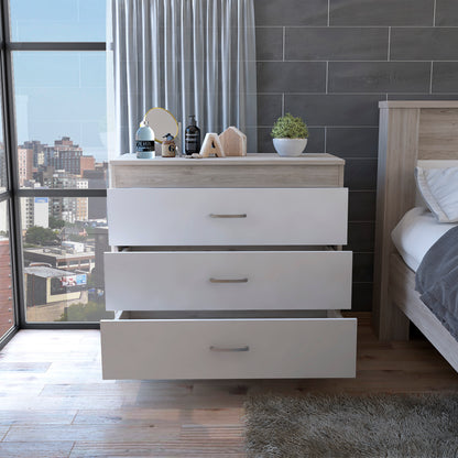 White 3-Drawer Dresser - Particle Board Storage for Bedroom