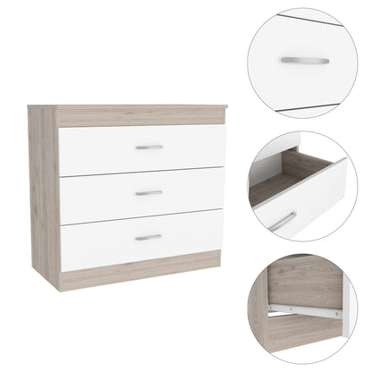 White 3-Drawer Dresser - Particle Board Storage for Bedroom