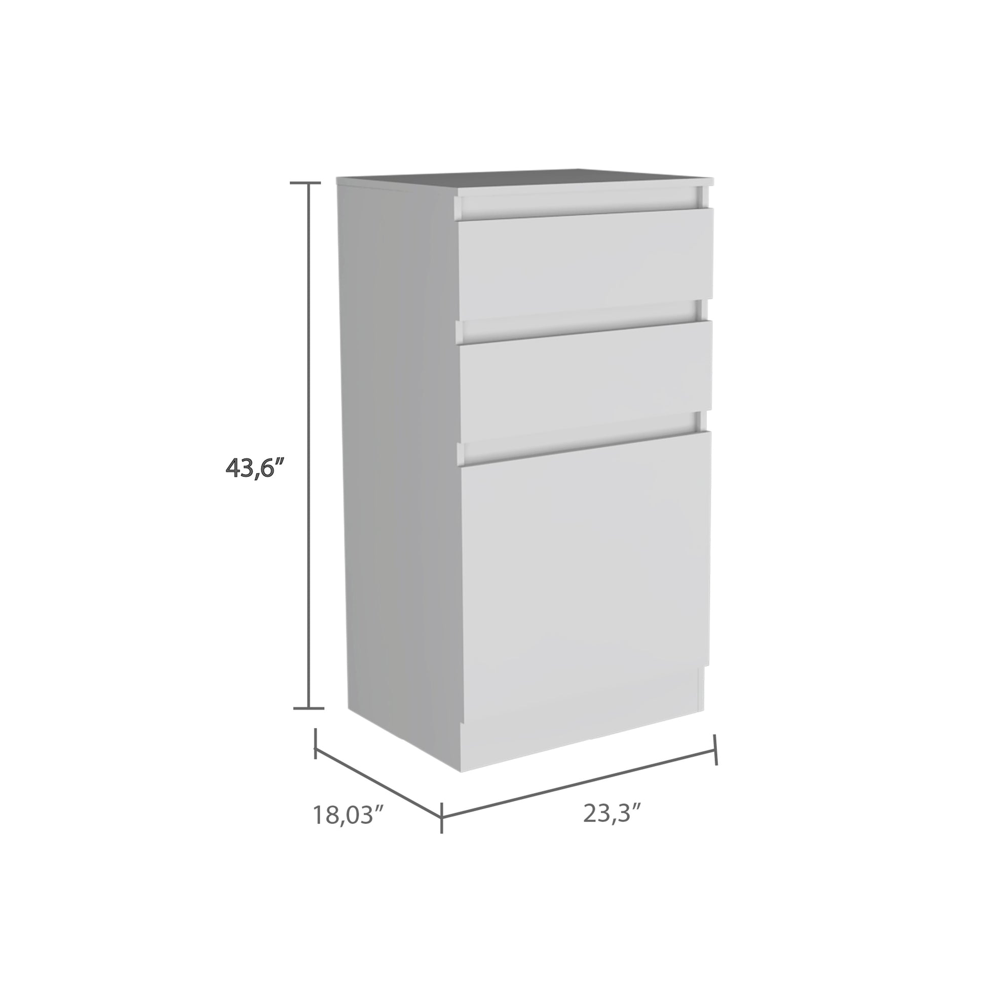 White Particle Board Dresser with Mirror and Storage for Bedroom