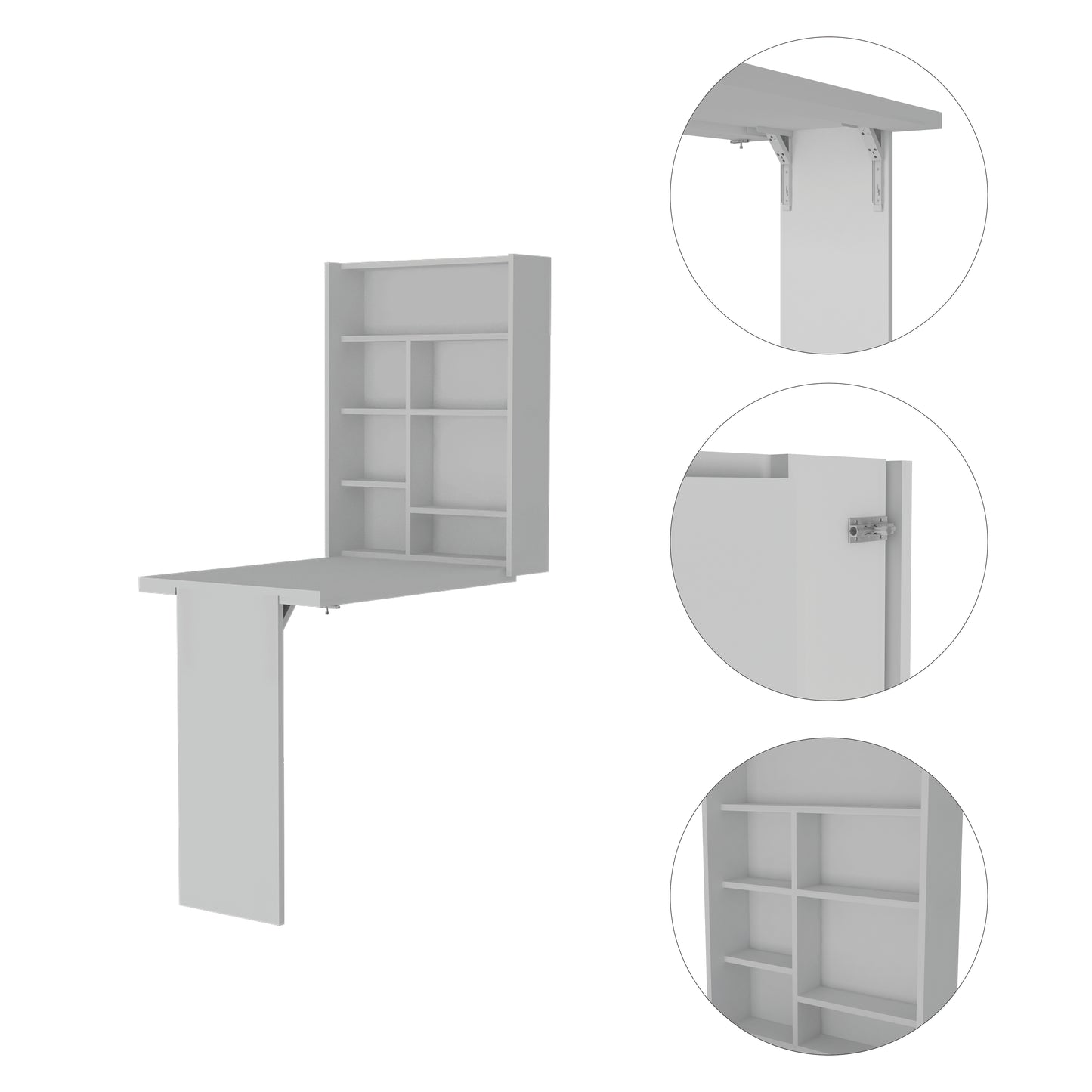 White Rectangle Desk with Hutch - 6.8 x 23.6