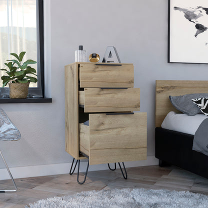 Light Oak 3-Drawer Dresser - Rectangle Storage