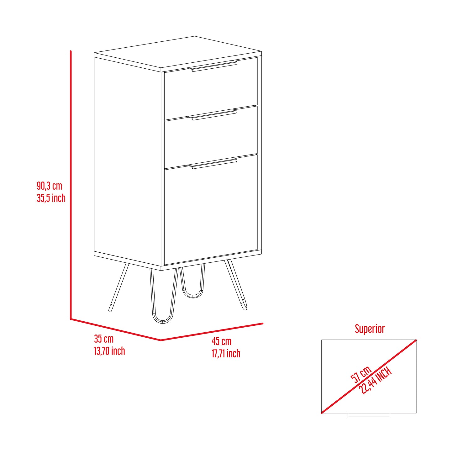 Light Oak 3-Drawer Dresser - Rectangle Storage