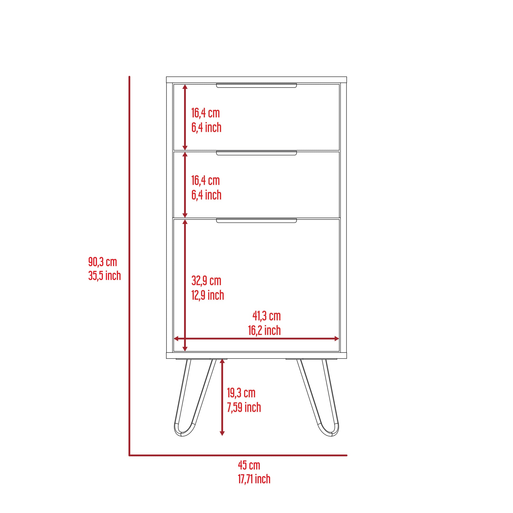 Light Oak 3-Drawer Dresser - Rectangle Storage