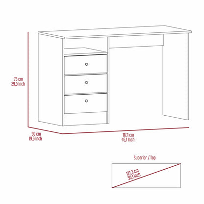 Light Oak 6 Shelf Writing Desk with Built-in Bookcase