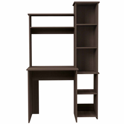 Smoky Oak 6 Shelf Writing Desk Bookcase