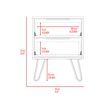 Light Oak 2-Drawer Nightstand - Rectangle Storage