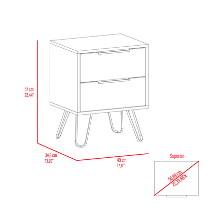 Light Oak 2-Drawer Nightstand - Rectangle Storage