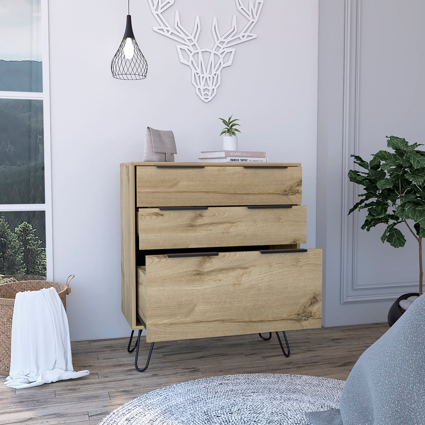 Light Oak 3-Drawer Dresser - Bedroom Storage