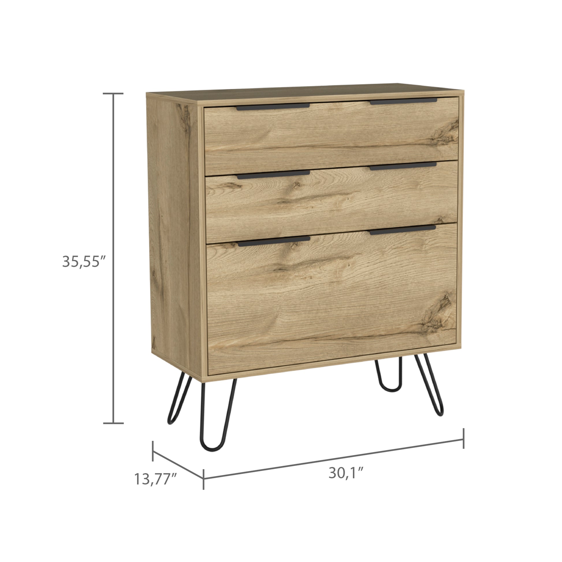 Light Oak 3-Drawer Dresser - Bedroom Storage
