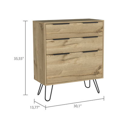 Light Oak 3-Drawer Dresser - Bedroom Storage