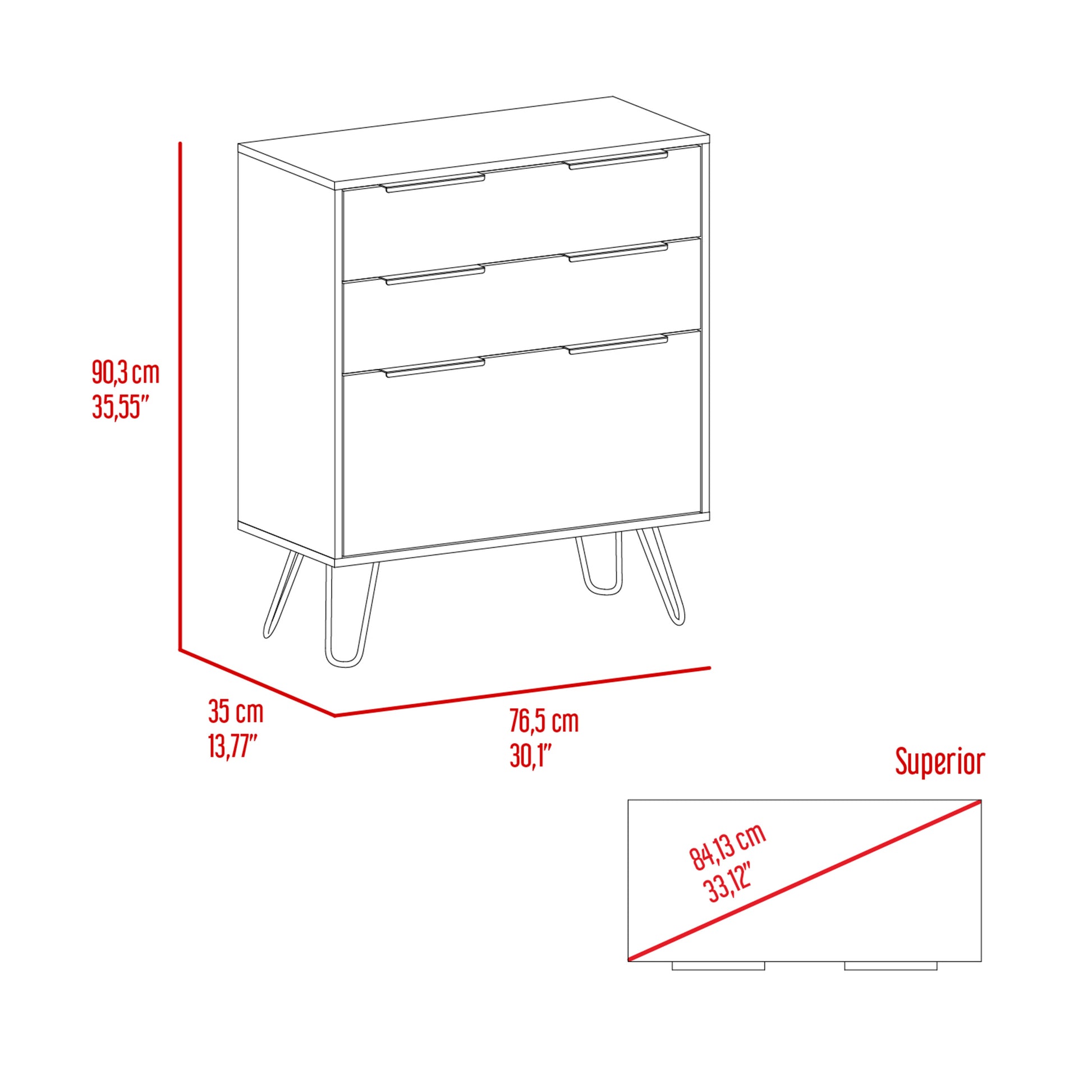 Light Oak 3-Drawer Dresser - Bedroom Storage