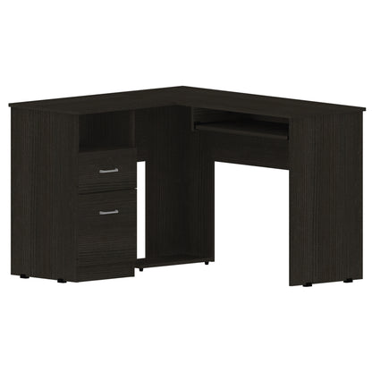 Wenge 2-Drawer L-Shaped Computer Desk - Work From Home Storage