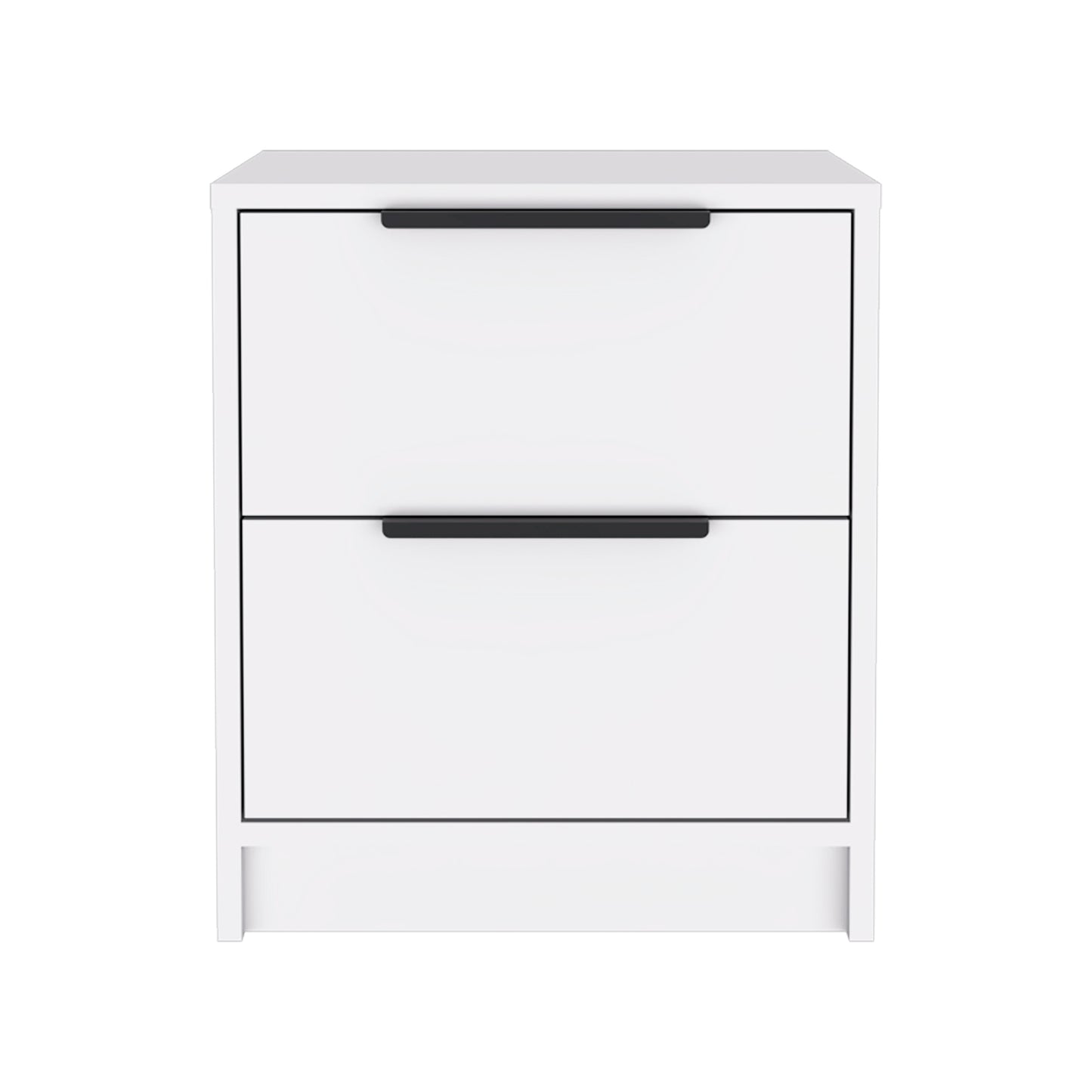 White Particle Board 2-Drawer Nightstand for Bedroom Storage