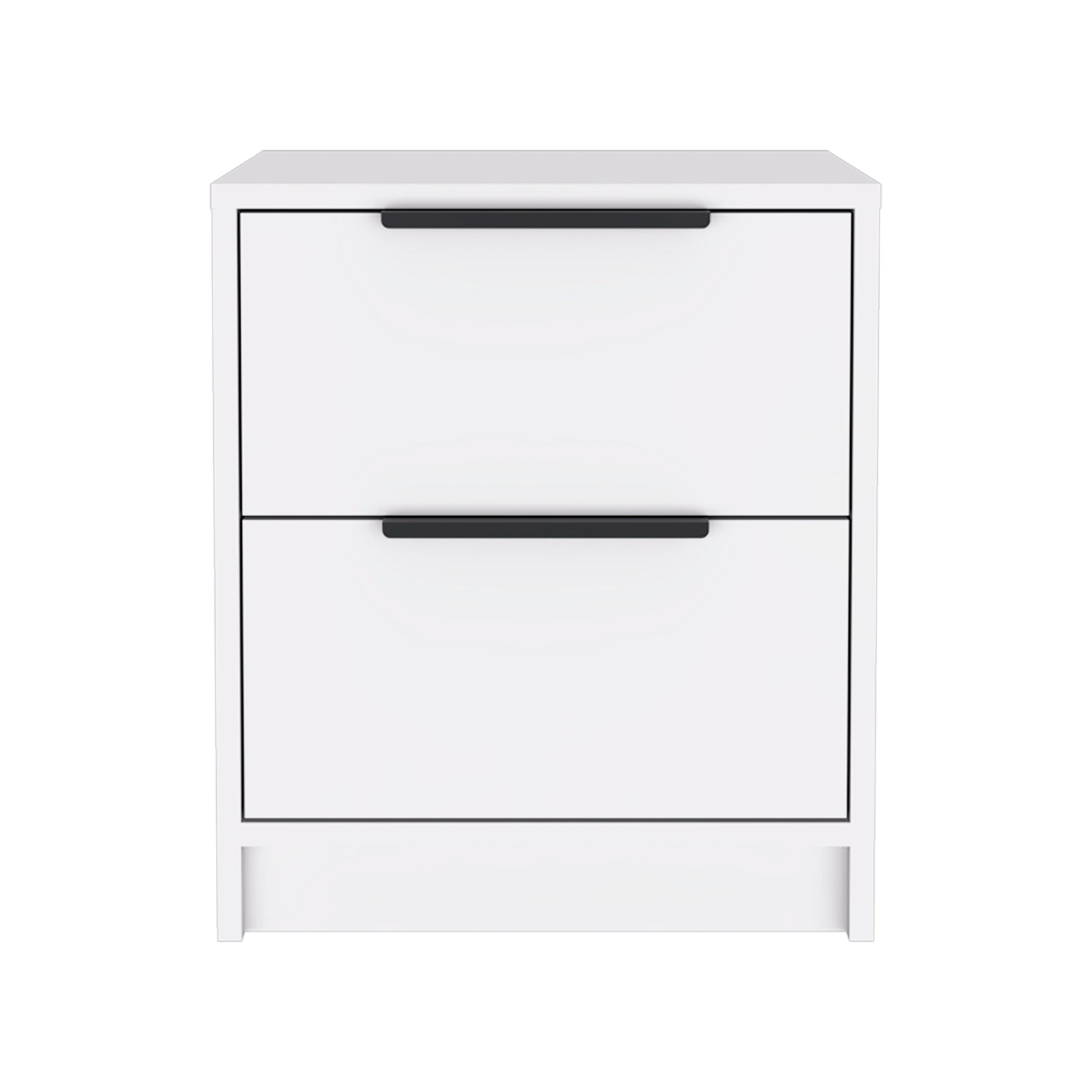 White Particle Board 2-Drawer Nightstand for Bedroom Storage