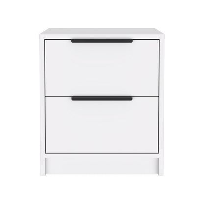 White Particle Board 2-Drawer Nightstand for Bedroom Storage