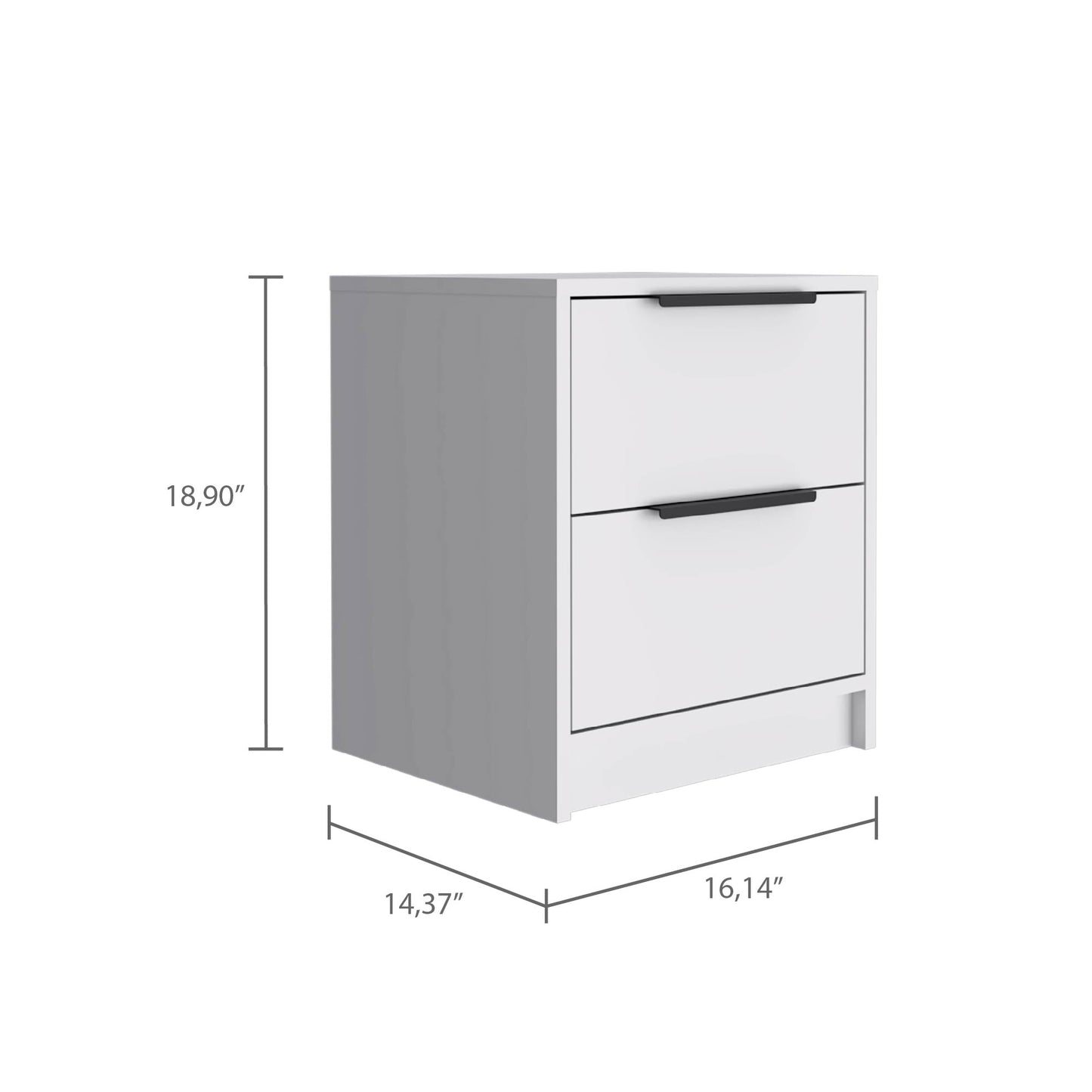 White Particle Board 2-Drawer Nightstand for Bedroom Storage