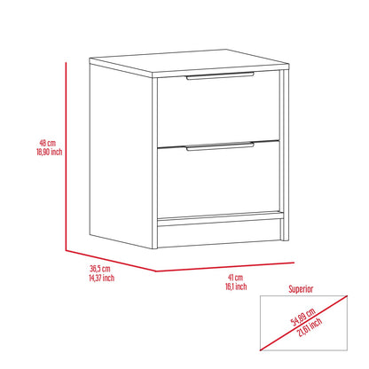 White Particle Board 2-Drawer Nightstand for Bedroom Storage