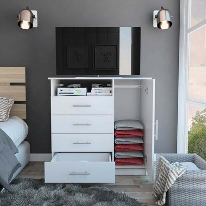 White Wall Mounted Shoe Cabinet - 5 Shelves