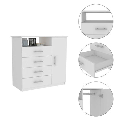 White Wall Mounted Shoe Cabinet - 5 Shelves