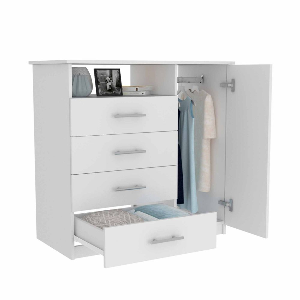 White Wall Mounted Shoe Cabinet - 5 Shelves