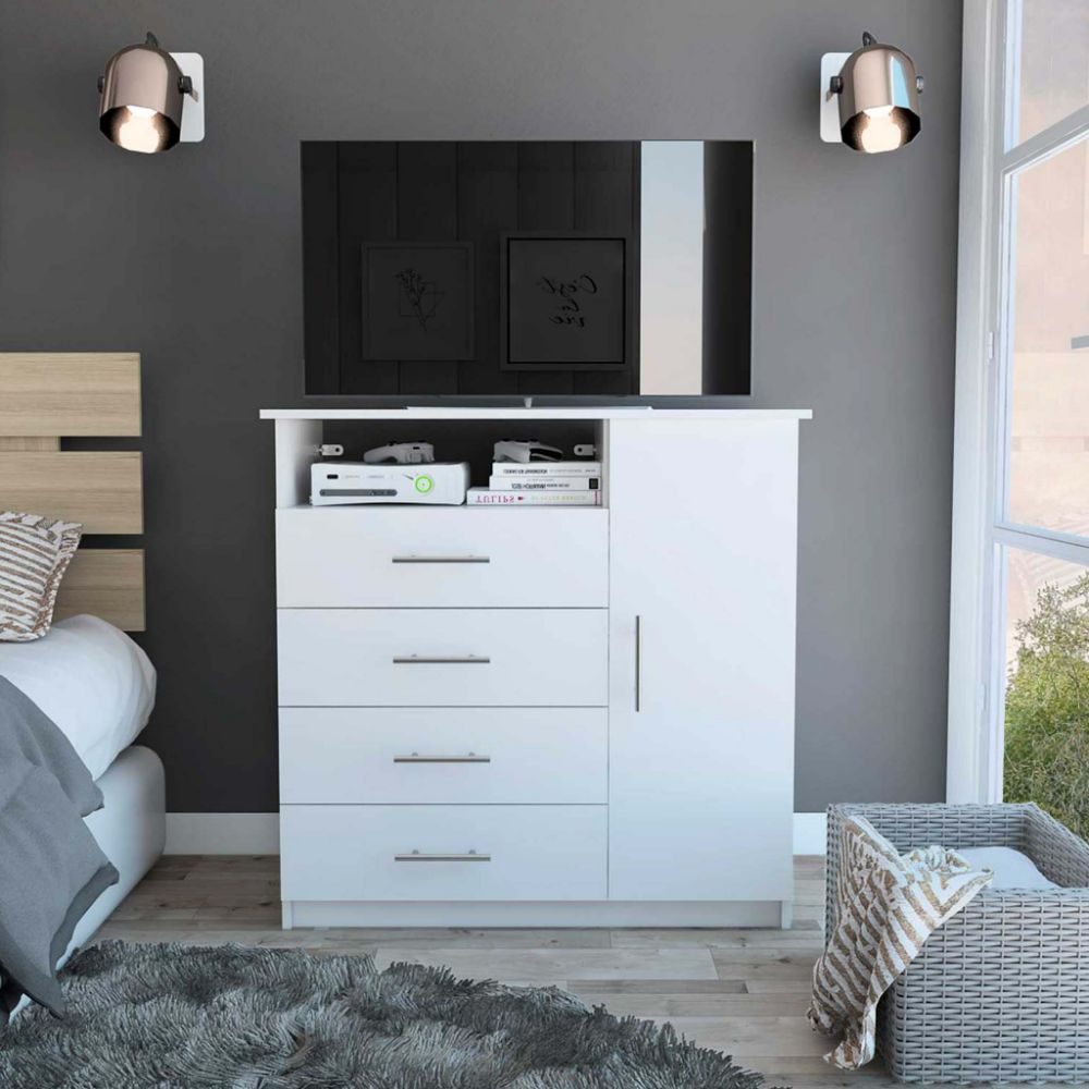 Montauk 5-Shelf Wall Mounted Shoe Cabinet with Mirror Door White