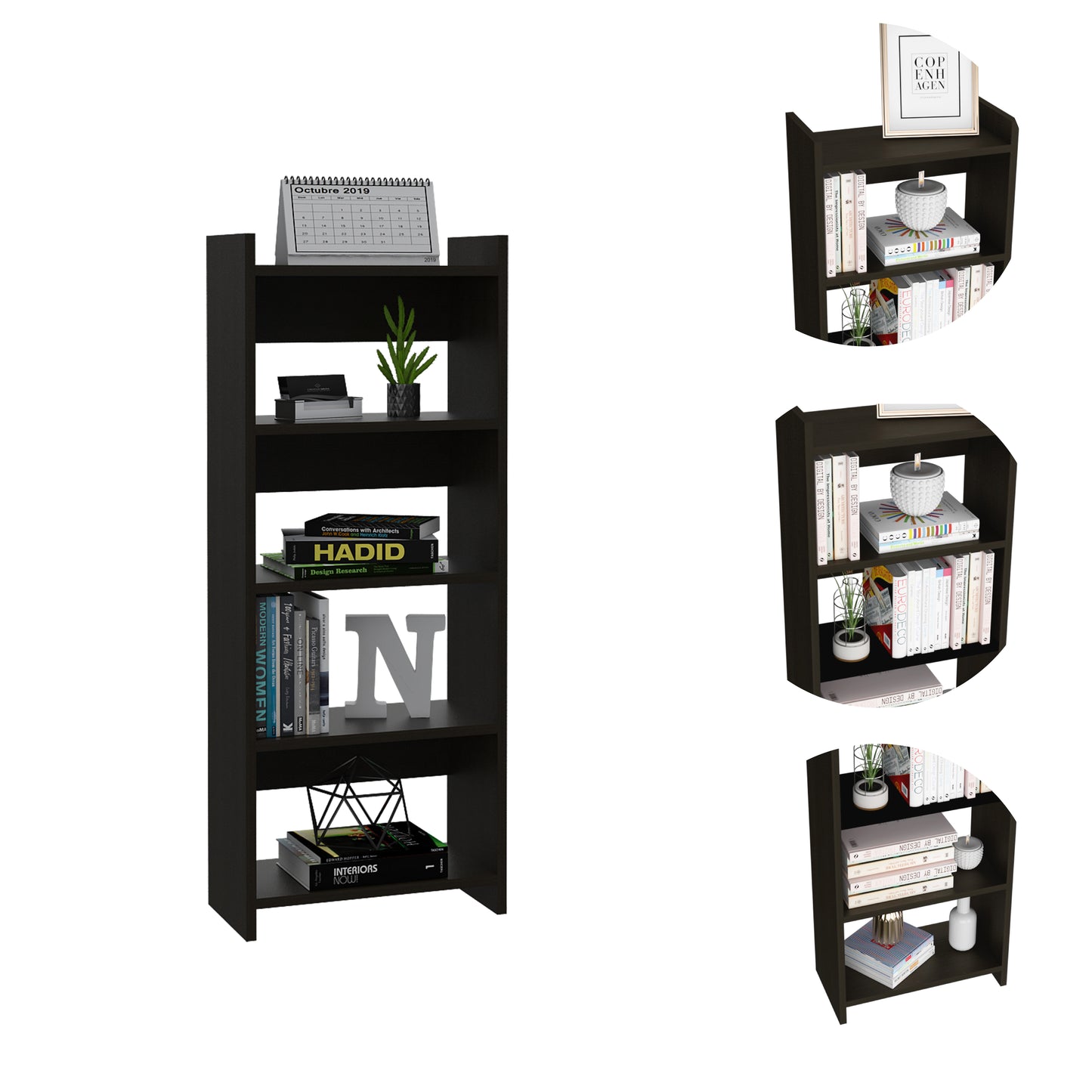 Wenge Computer Desk with 7 Shelves & 1 Drawer