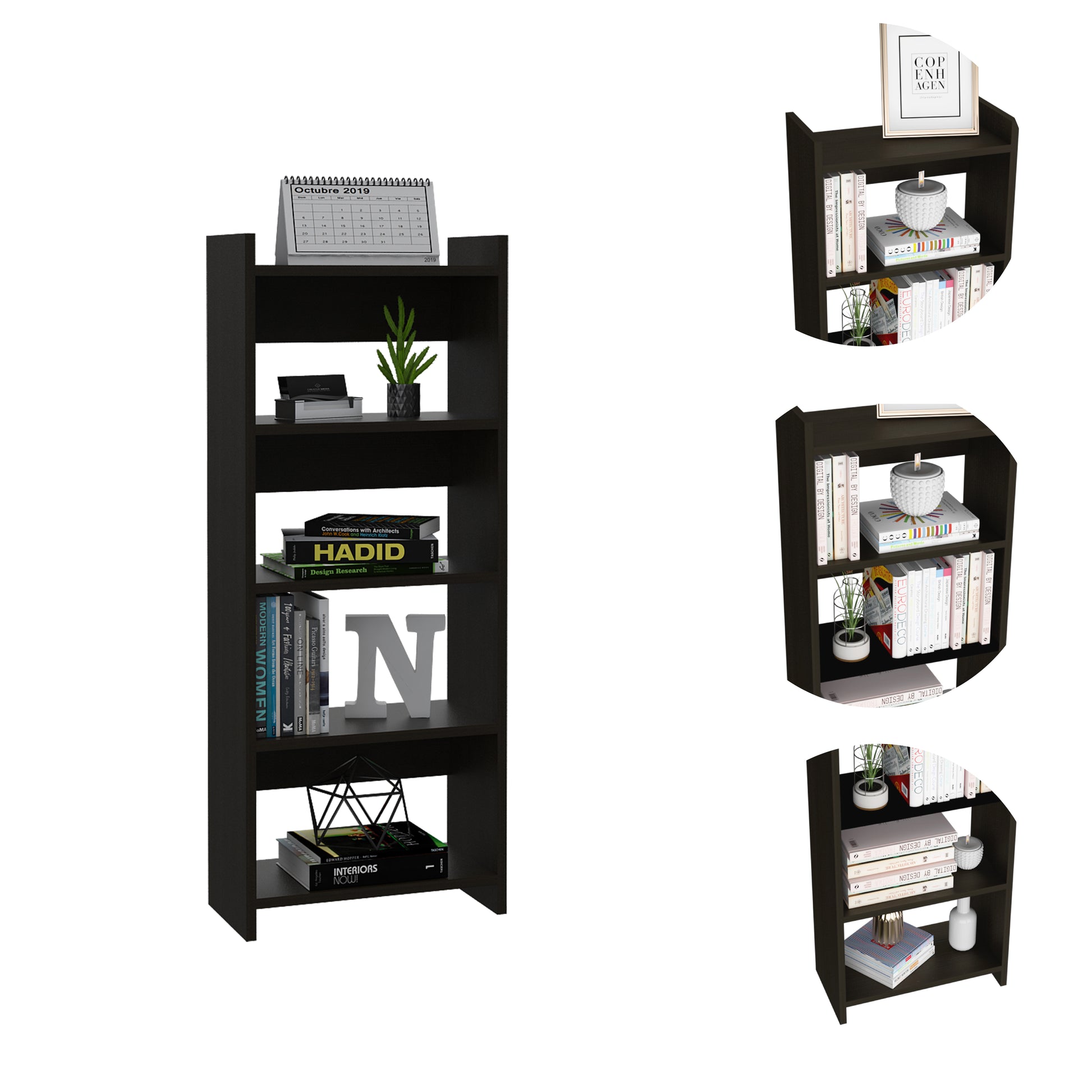 Wenge Computer Desk with 7 Shelves & 1 Drawer