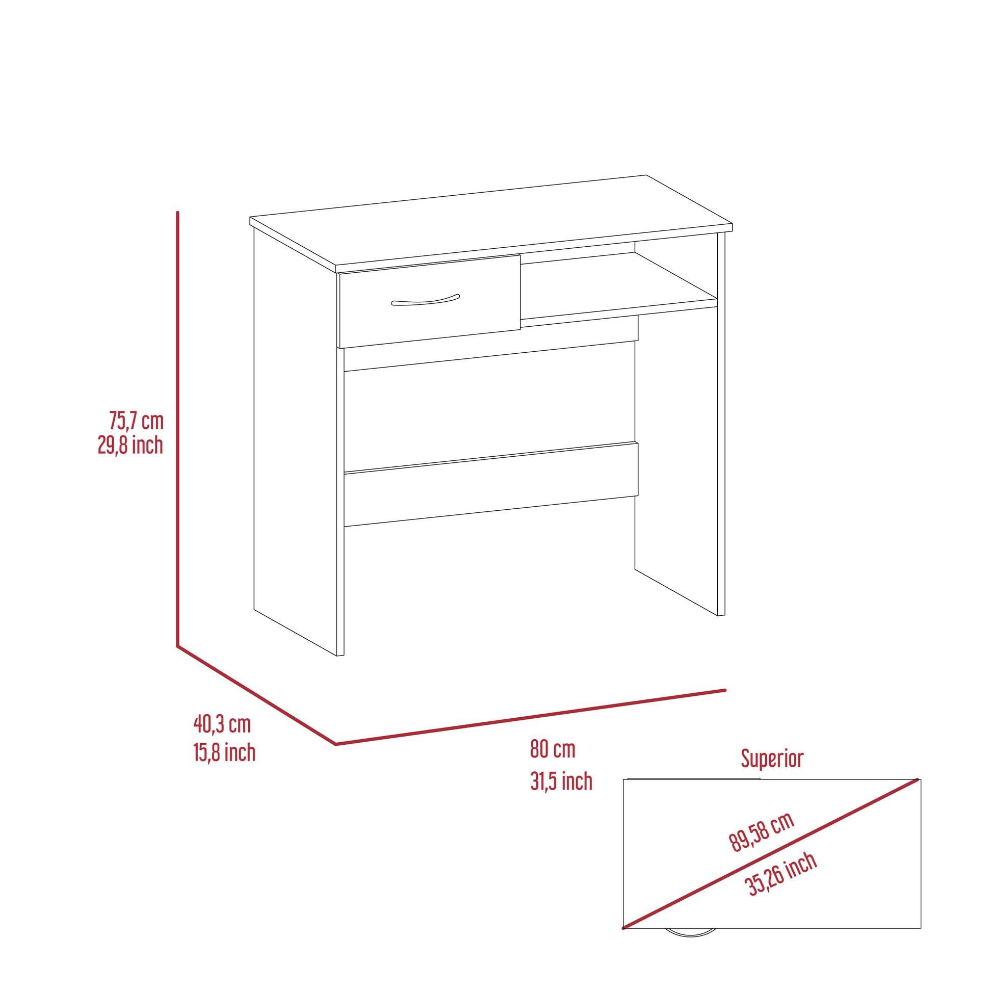 Wenge Computer Desk with 7 Shelves & 1 Drawer