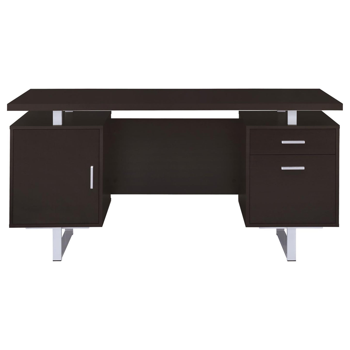 Modern Cappuccino Wood Floating Desk with Drawer Storage