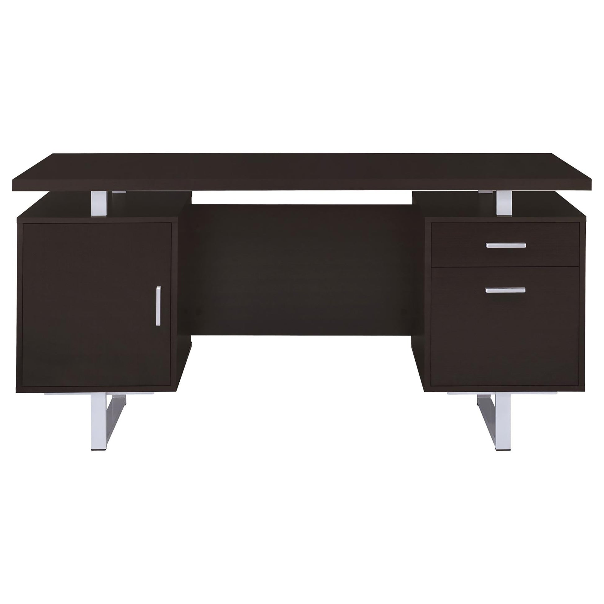 Modern Cappuccino Wood Floating Desk with Drawer Storage