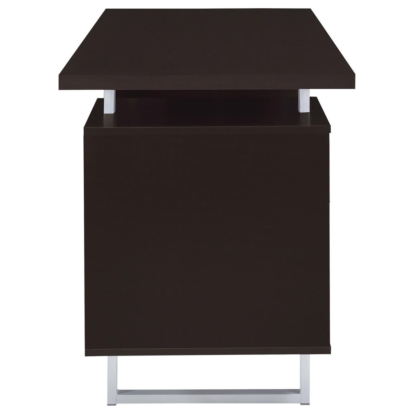 Modern Cappuccino Wood Floating Desk with Drawer Storage