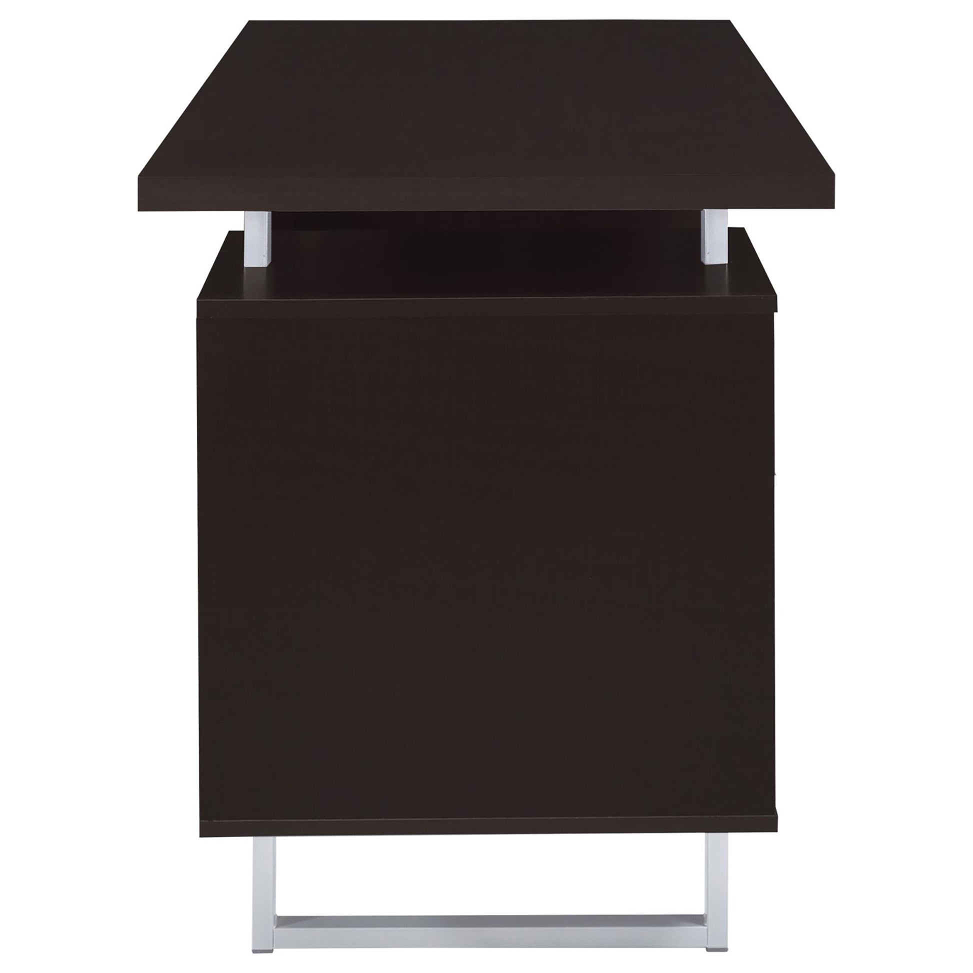 Modern Cappuccino Wood Floating Desk with Drawer Storage