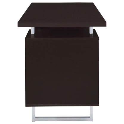Modern Cappuccino Wood Floating Desk with Drawer Storage