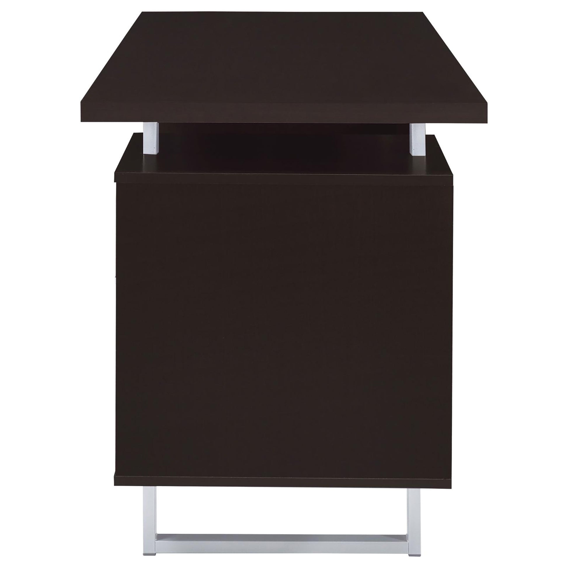 Modern Cappuccino Wood Floating Desk with Drawer Storage