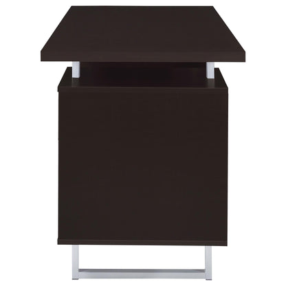 Modern Cappuccino Wood Floating Desk with Drawer Storage