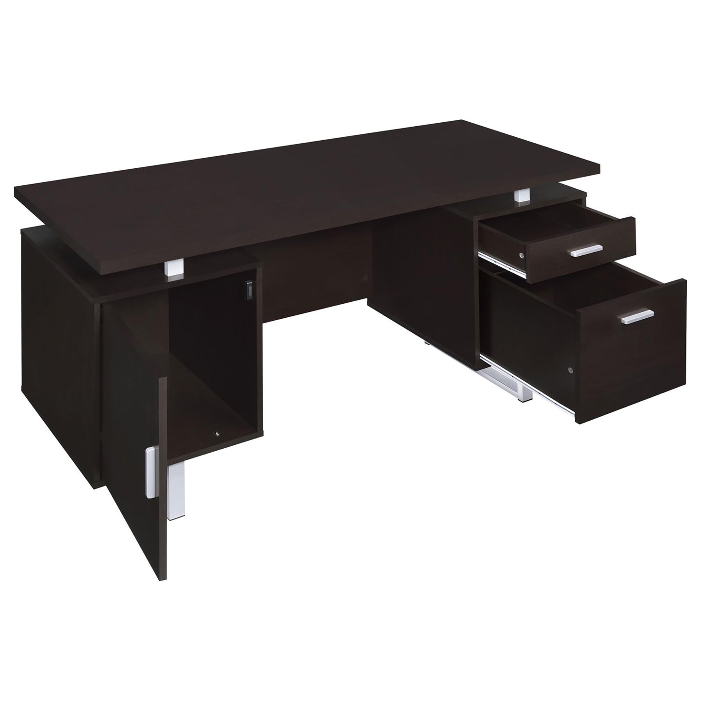 Modern Cappuccino Wood Floating Desk with Drawer Storage