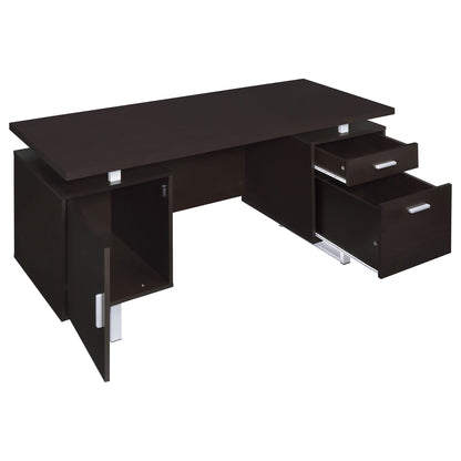 Modern Cappuccino Wood Floating Desk with Drawer Storage
