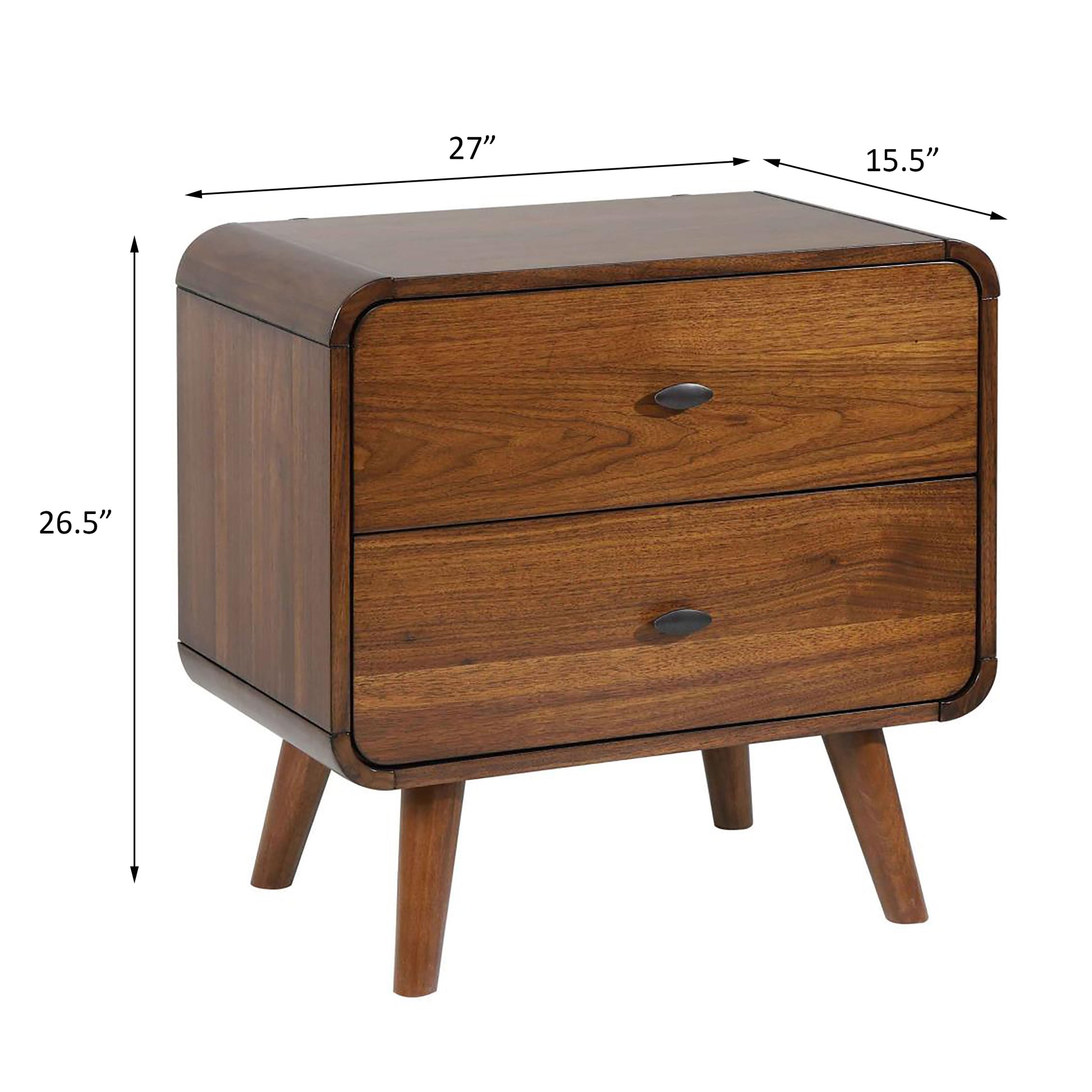 Dark Walnut 2-Drawer Nightstand - Modern Storage