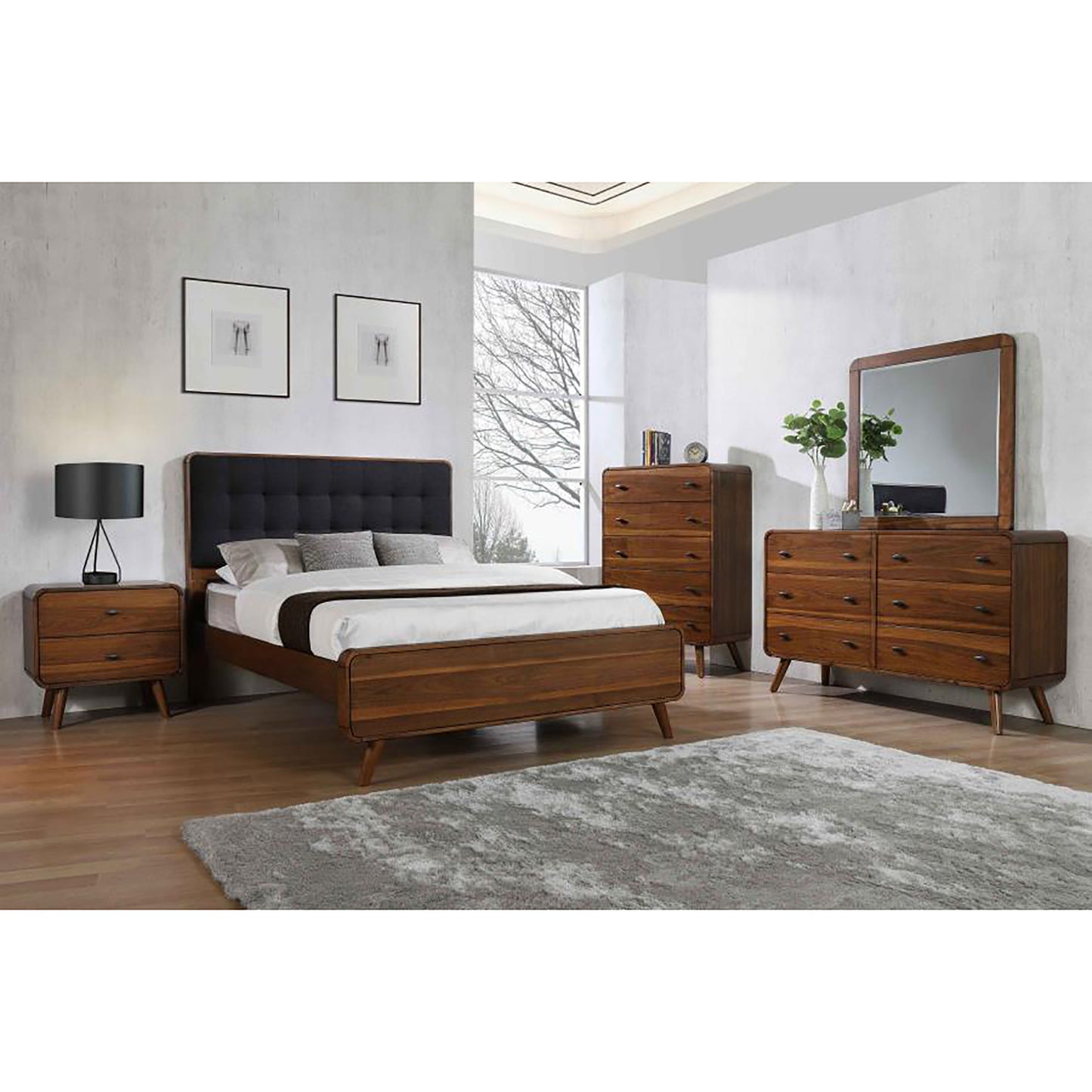 Dark Walnut 2-Drawer Nightstand - Modern Storage