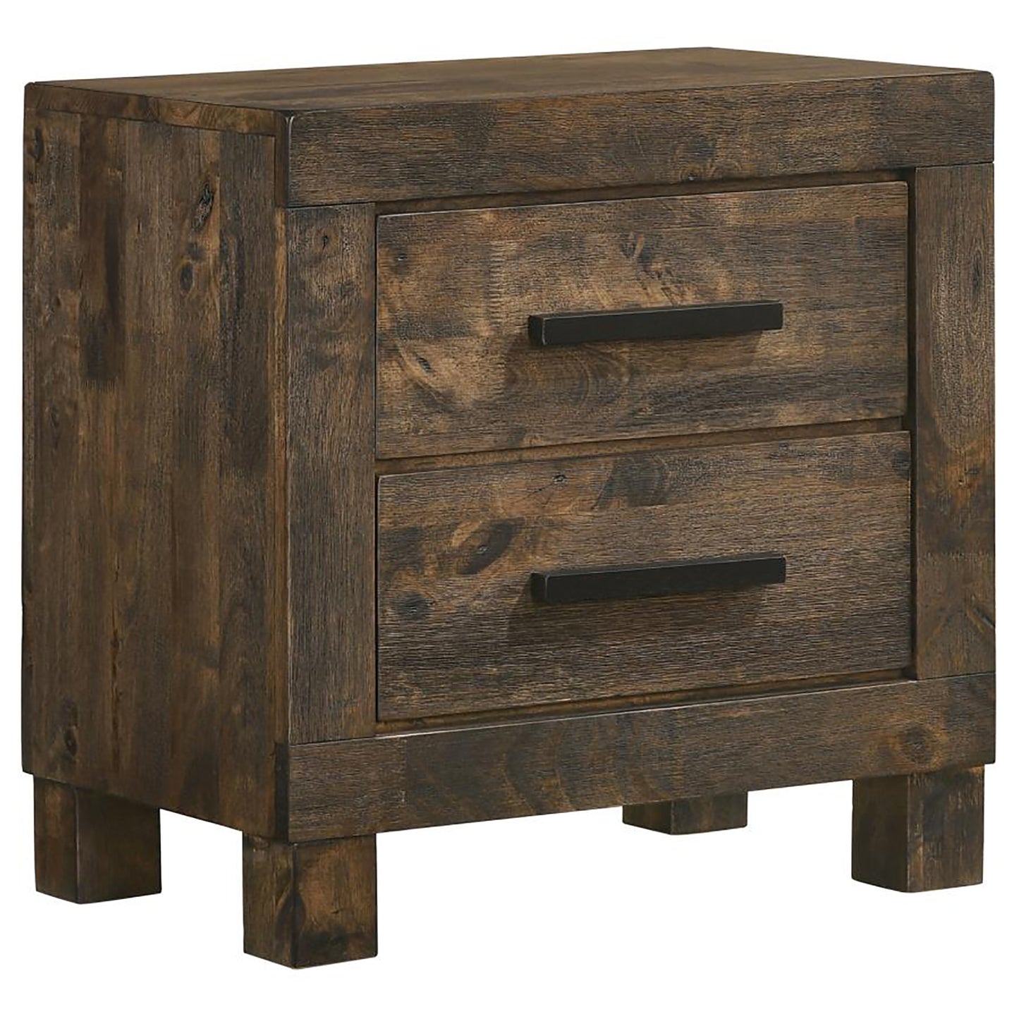 Rustic Golden Brown 2-Drawer Nightstand - Farmhouse Style