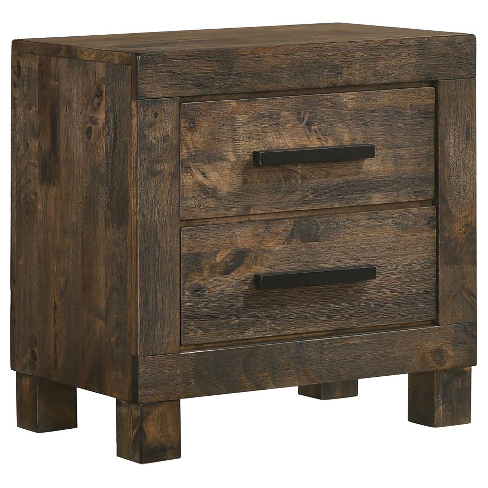Rustic Golden Brown 2-Drawer Nightstand - Farmhouse Style