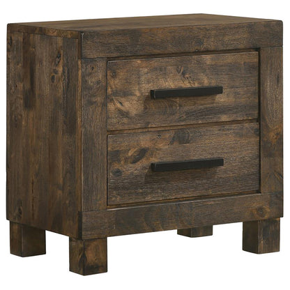 Rustic Golden Brown 2-Drawer Nightstand - Farmhouse Style