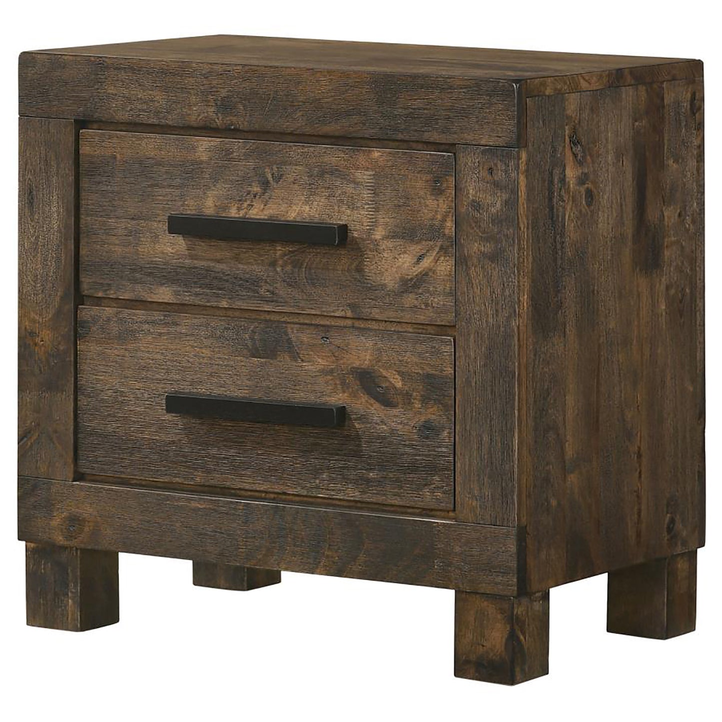 Rustic Golden Brown 2-Drawer Nightstand - Farmhouse Style