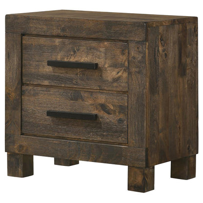 Rustic Golden Brown 2-Drawer Nightstand - Farmhouse Style
