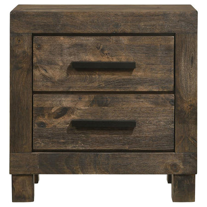 Rustic Golden Brown 2-Drawer Nightstand - Farmhouse Style
