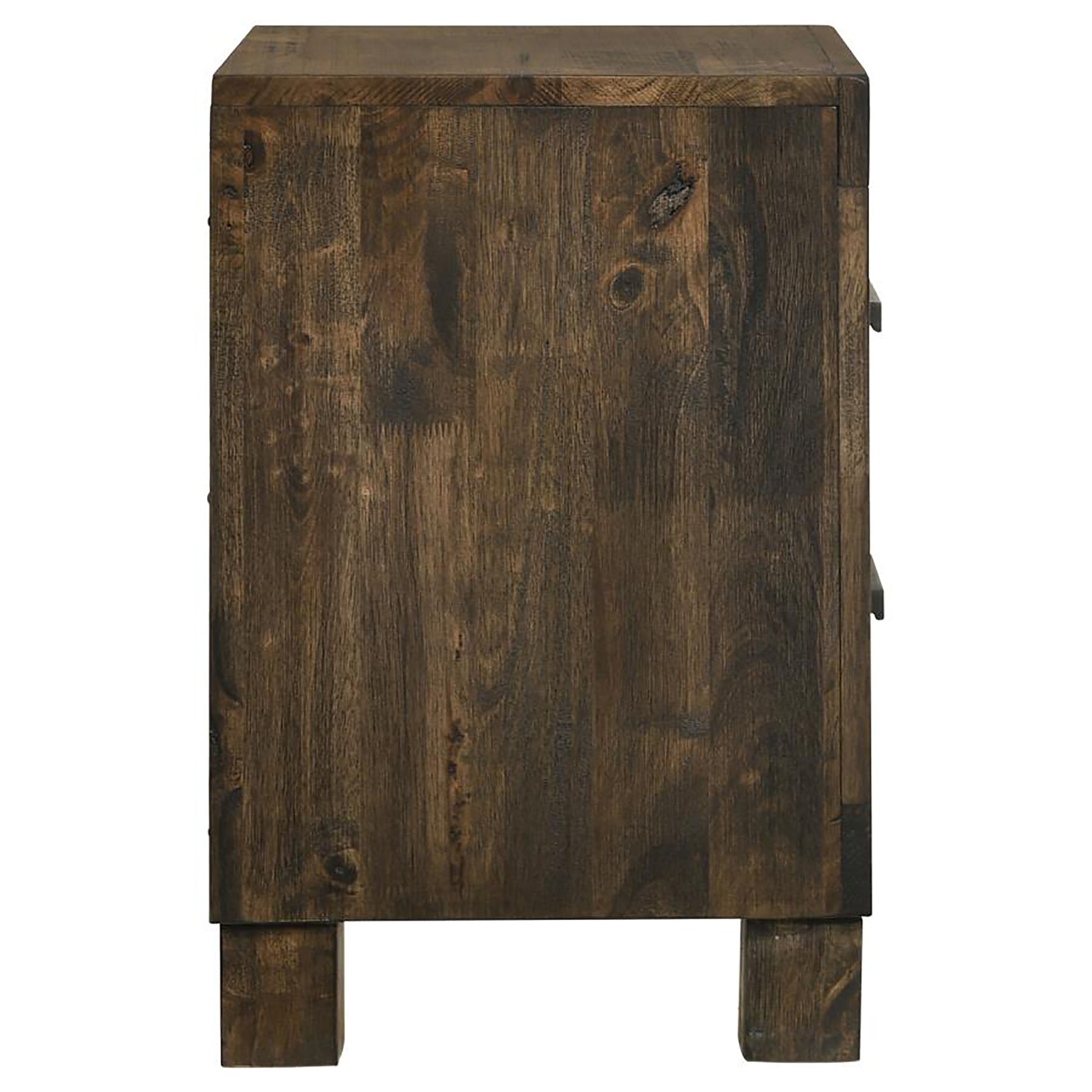 Rustic Golden Brown 2-Drawer Nightstand - Farmhouse Style