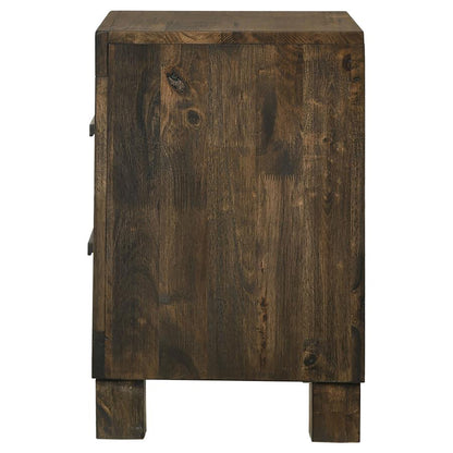 Rustic Golden Brown 2-Drawer Nightstand - Farmhouse Style