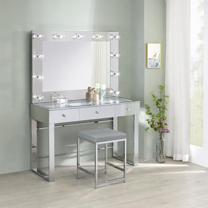 Light Gray Vanity Stool - Bedroom Accent Piece
